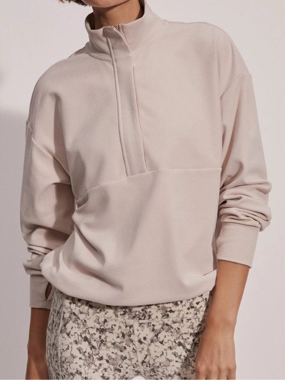 VARLEY Soft Pink Ribbed Maida Half Zip Midlayer Sweatshirt